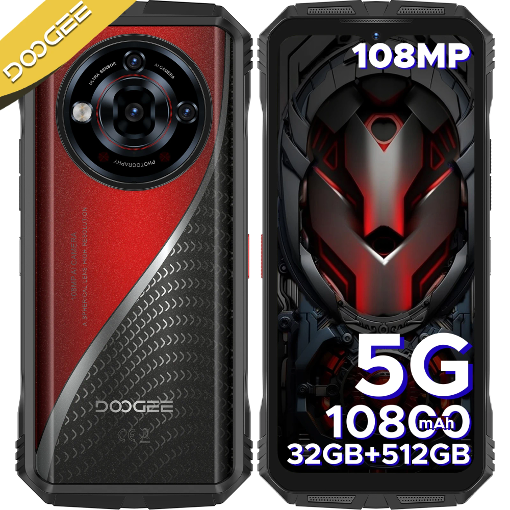 DOOGEE S118 Pro 5G Rugged Phone 6.6'' FHD+ 120Hz 8GB RAM+512GB ROM 10800mAh Battery 108MP+32MP Android 14 Cell Phone NFC Face ID DOOGEE S118 Pro 5G Rugged Phone 6.6'' FHD+ 120Hz 8GB RAM+512GB ROM 10800mAh Battery 108MP+32MP Android 14 Cell Phone NFC Face ID