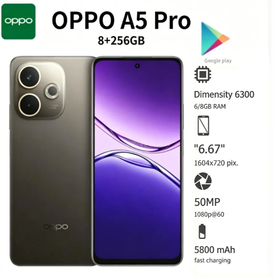 2026 (Latest Model) OPPO A5 Pro Global Edition 8+256GB 50MP Camera, 6.67-inch Display, 5800mAh Battery Smartphone
