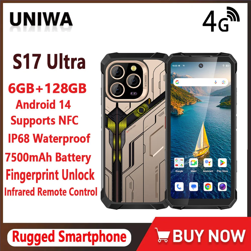 UNIWA S17 Ultra 4G Rugged Phone Smartphone 6GB+128GB 6.79" 7500mAh Infrared Night Vision Camera Fingerprint Unlock NFC Android14 UNIWA S17 Ultra 4G Rugged Phone Smartphone 6GB+128GB 6.79" 7500mAh Infrared Night Vision Camera Fingerprint Unlock NFC Android14