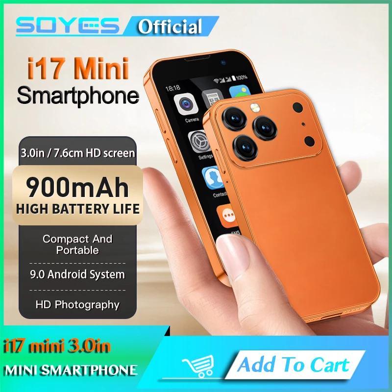 SOYES i17 Mini 3.0" Smartphone 2GB RAM 16GB ROM Android 9.0 Dual SIM Standby Dual Camera Play Store 3G Backup Small Phone