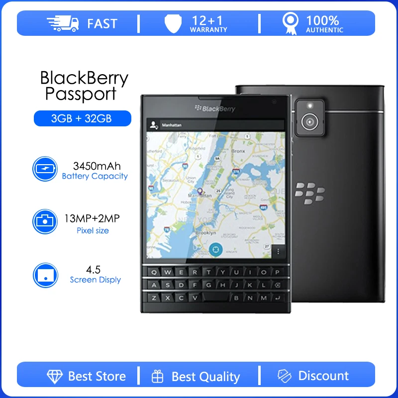 Blackberry Passport Q30 Q30-1 Q30-3 Refurbished-Quad Core LTE 3GB RAM 32GB ROM 13.0MP BlackBerry OS Cell Phone Good Condition Blackberry Passport Q30 Q30-1 Q30-3 Refurbished-Quad Core LTE 3GB RAM 32GB ROM 13.0MP BlackBerry OS Cell Phone Good Condition