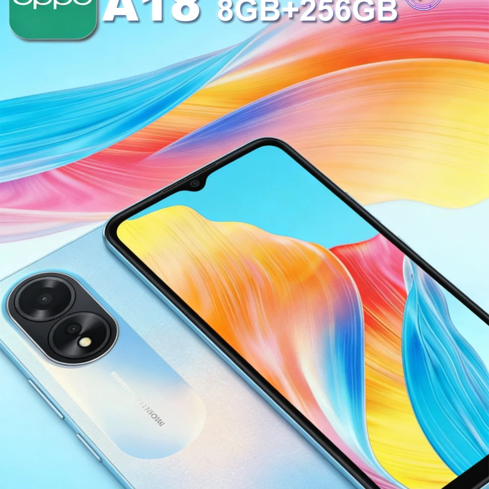 OPPO A18 original mobile phone 8GB+256GB 8million 2million rear camera fashion smart phone EU/US/UK specifications are optional