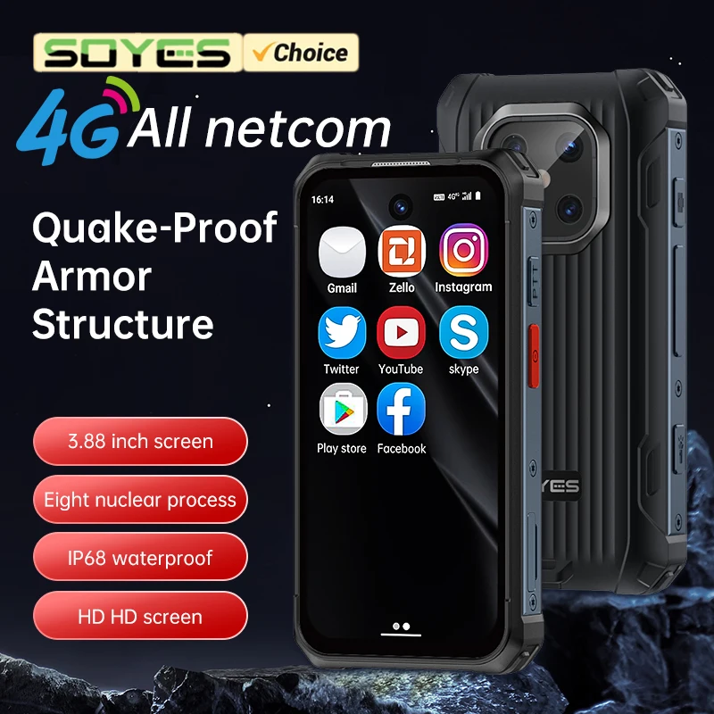 SOYES MAXo 6GB RAM 128GB ROM IP68 Android 12.0 Smartphone 3000mAh Face ID 4G LTE OTG 3.88 Screen Rugged Cheap Cell Phone
