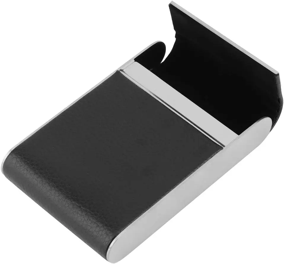 Brushed Stainless Steel Cigarette Case, Black PU Cover, Compact 11cm Design, Durable Protection, Promotional Giveaway Brushed Stainless Steel Cigarette Case, Black PU Cover, Compact 11cm Design, Durable Protection, Promotional Giveaway
