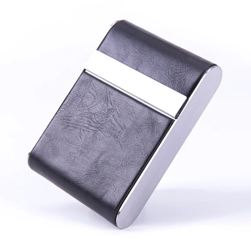 Sleek Leather Cigarette Case with Metal Trim - Portable Hardshell Cigarette Holder for Men, Anti-Crush & Lightweight Design Sleek Leather Cigarette Case with Metal Trim - Portable Hardshell Cigarette Holder for Men, Anti-Crush & Lightweight Design