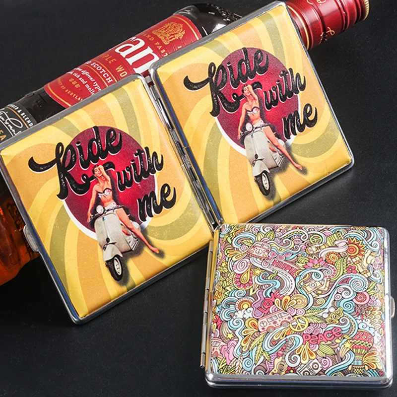 20 Sticks Metal Cigarette Case For Women Pocket Creative Container Elastic Band Cigar Storage Box Gift 20 Sticks Metal Cigarette Case For Women Pocket Creative Container Elastic Band Cigar Storage Box Gift