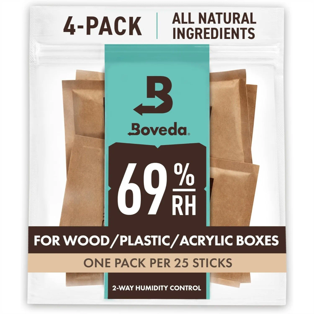 69% RH Humidity Control Packs for Cigars, Large Size, 4-Count Resealable Bag 69% RH Humidity Control Packs for Cigars, Large Size, 4-Count Resealable Bag