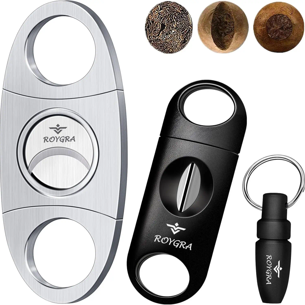 Cigar Cutter Set 3 Pack, Stainless Steel Guillotine V-Cut Punch Tool for Men Smoking Accessories Portable Sharp Clean Cut Silver Cigar Cutter Set 3 Pack, Stainless Steel Guillotine V-Cut Punch Tool for Men Smoking Accessories Portable Sharp Clean Cut Silver