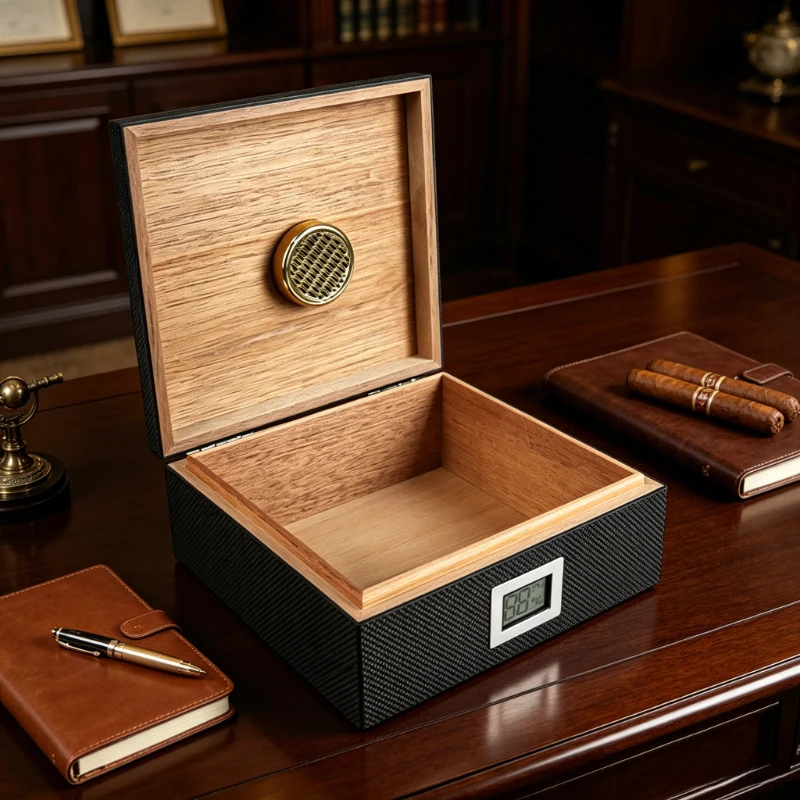 Cigar Humidor Holds 55 Cigars with Humidifie Hygrometer Perfect Match for Cigars Desktop Cigar Storage Box for Collection Gift Cigar Humidor Holds 55 Cigars with Humidifie Hygrometer Perfect Match for Cigars Desktop Cigar Storage Box for Collection Gift