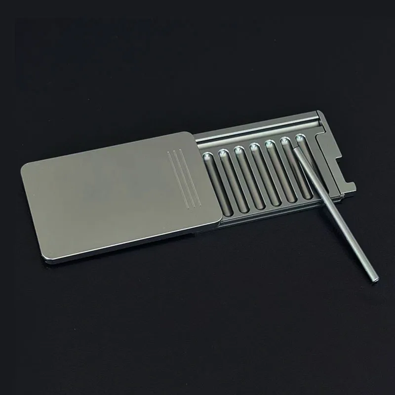 High Quality 8-Compartment Metal Snuff Container Kit with Slide Lid Design Built-in Aluminum Straw Leak-Proof Snuff Storage case High Quality 8-Compartment Metal Snuff Container Kit with Slide Lid Design Built-in Aluminum Straw Leak-Proof Snuff Storage case