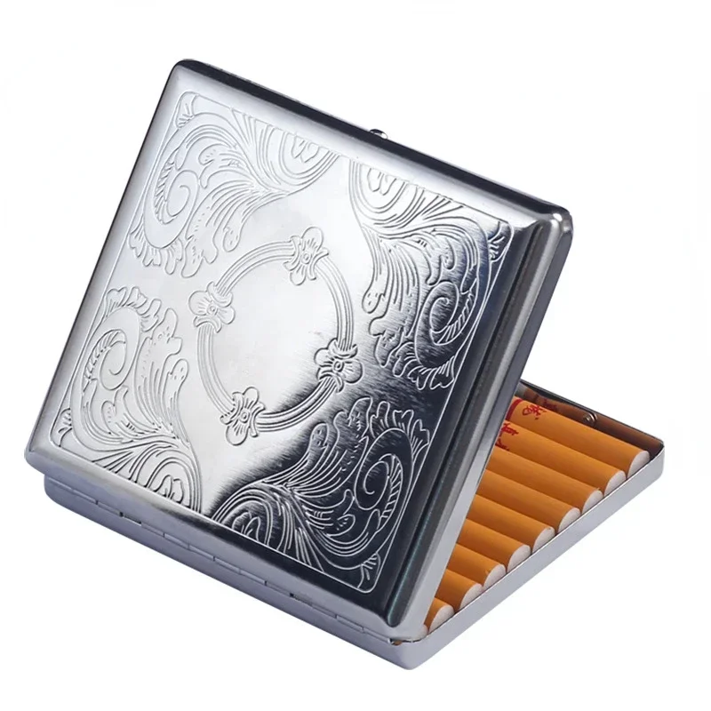 20PCS Metal Cigarette box stainless steel Embossed Portable Cigarette case personalized fashionable storage box Smoking Tool 20PCS Metal Cigarette box stainless steel Embossed Portable Cigarette case personalized fashionable storage box Smoking Tool