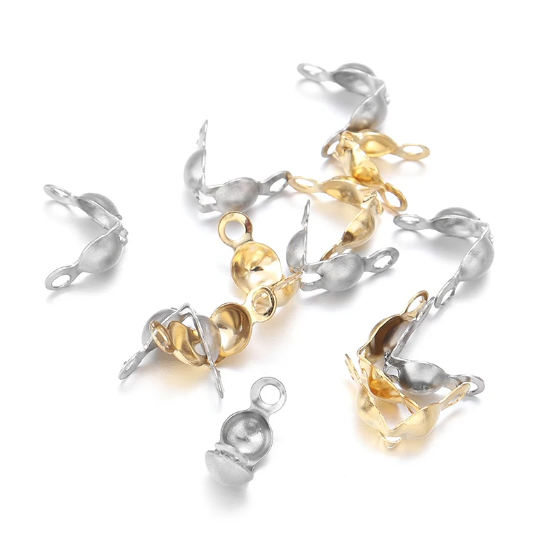 50pcs Stainless Steel Connector Clasp Ball Chain Calotte End Crimps Beads Connector Components For Jewelry Making DIY Necklace 50pcs Stainless Steel Connector Clasp Ball Chain Calotte End Crimps Beads Connector Components For Jewelry Making DIY Necklace