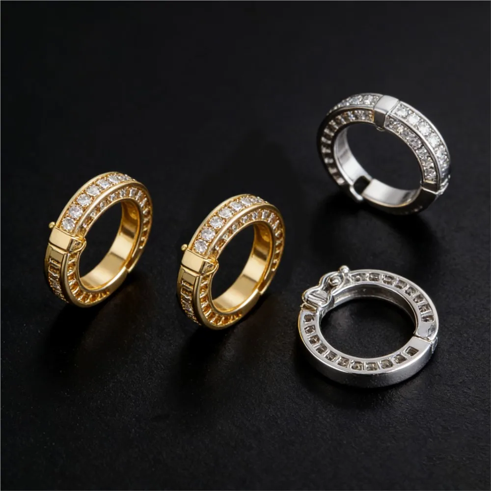 2pcs Round Connector Buckles Pearl Clasps Fasteners With Zircon Keyrings For DIY Bracelet Necklace Keychain Making Accessories 2pcs Round Connector Buckles Pearl Clasps Fasteners With Zircon Keyrings For DIY Bracelet Necklace Keychain Making Accessories