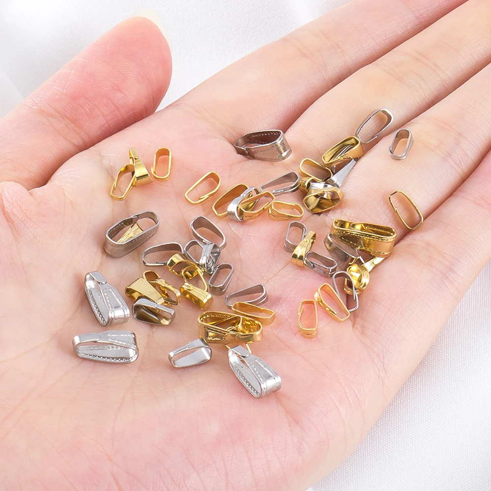50pcs Stainless Steel Buckle Clasp Connectors for Pendants Charm Clip Pinch Bail Clasp Necklace DIY Jewelry Making Accessories 50pcs Stainless Steel Buckle Clasp Connectors for Pendants Charm Clip Pinch Bail Clasp Necklace DIY Jewelry Making Accessories