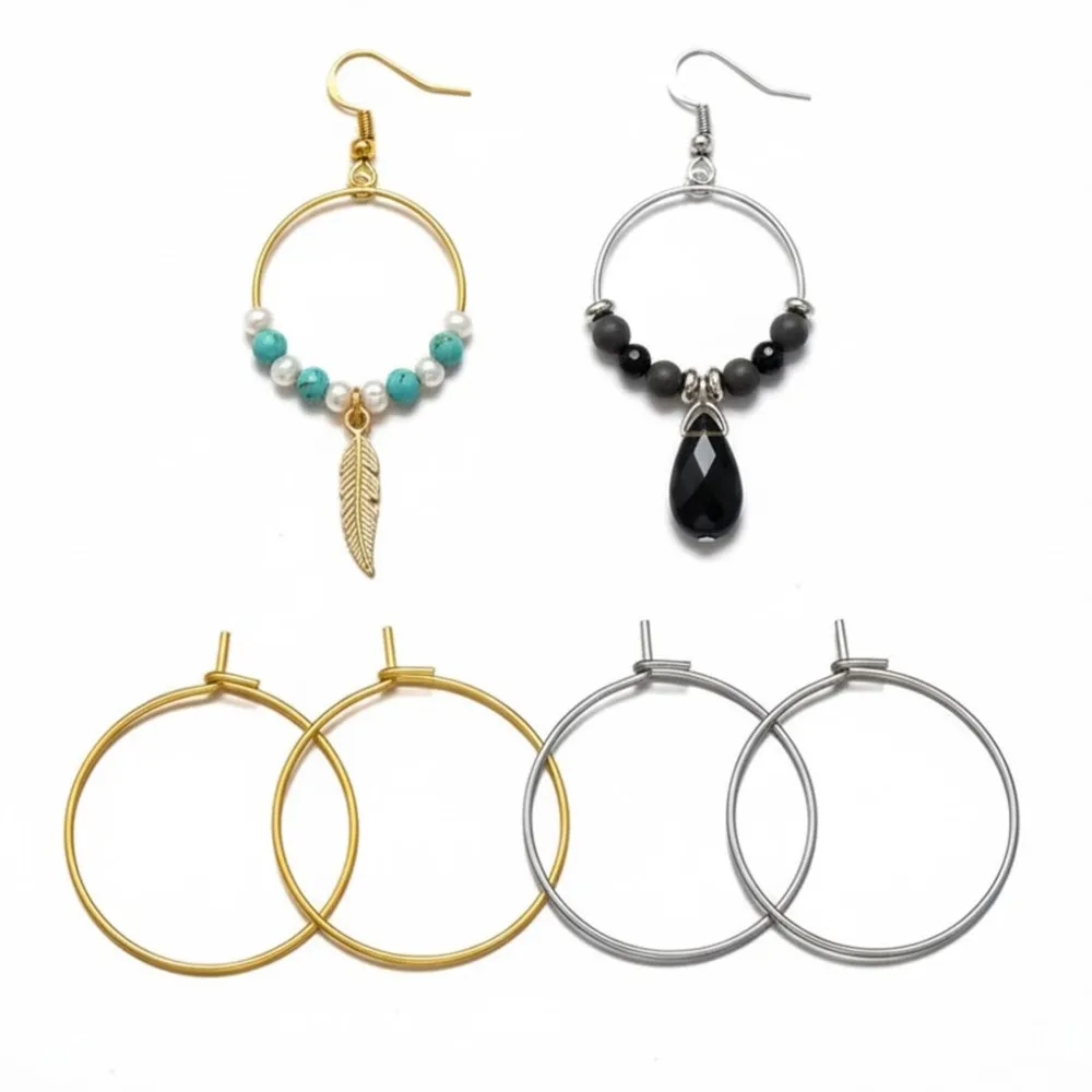 50Pcs 316 Stainless Steel 15 20 30 40mm Gold Silver Color Hoops Earrings Big Circle Ear Hoops Earrings Wires DIY Jewelry Making 50Pcs 316 Stainless Steel 15 20 30 40mm Gold Silver Color Hoops Earrings Big Circle Ear Hoops Earrings Wires DIY Jewelry Making