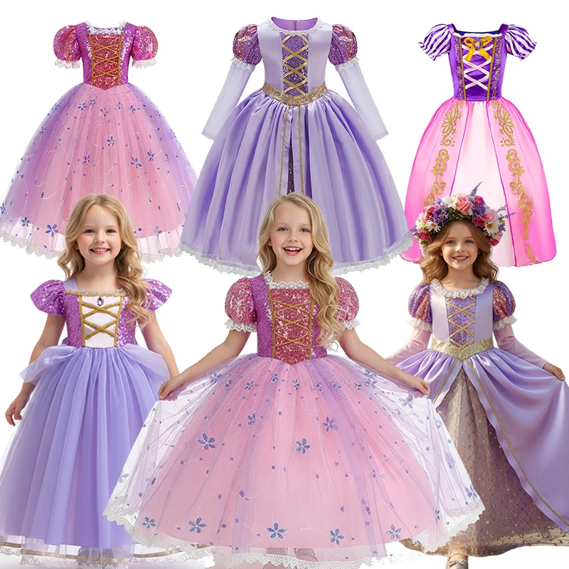 Disney Princess Rapunzel for Girls Costume Movie Tangled Kids Cosplay Carnival Party Vestido Birthday Christmas Dress 2-10Yrs Disney Princess Rapunzel for Girls Costume Movie Tangled Kids Cosplay Carnival Party Vestido Birthday Christmas Dress 2-10Yrs
