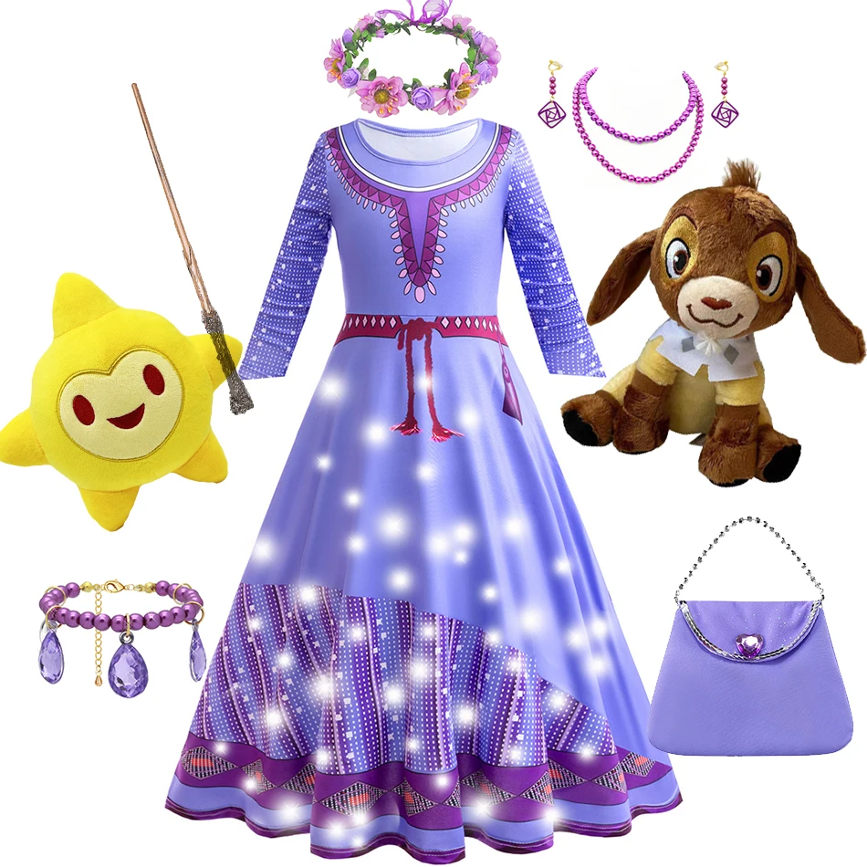Wish Asha 3D Print Dress Halloween Party Long Sleeve Princess Costume 3-10 Yrs Kids Cartoon Role Playing Outfits New Arrival Wish Asha 3D Print Dress Halloween Party Long Sleeve Princess Costume 3-10 Yrs Kids Cartoon Role Playing Outfits New Arrival