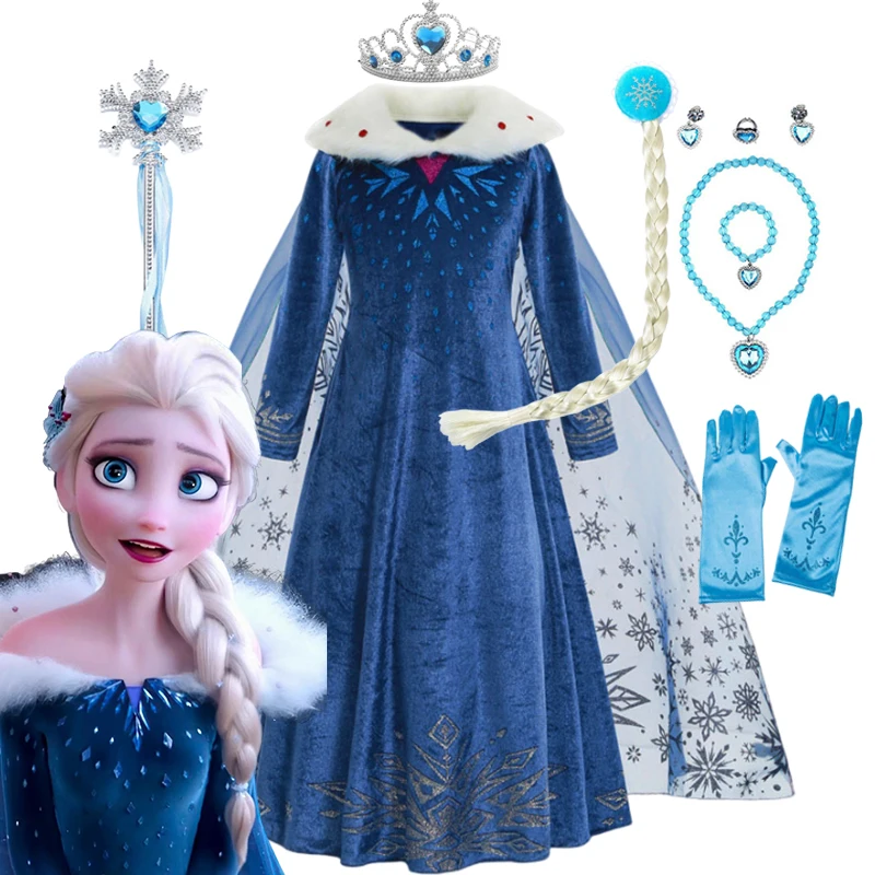 Disney Snow Queen Elsa Costume for Girls Elsa Dress Frozen Cosplay Outfit Snow Princess Dress Up Halloween Birthday Party Outfit Disney Snow Queen Elsa Costume for Girls Elsa Dress Frozen Cosplay Outfit Snow Princess Dress Up Halloween Birthday Party Outfit