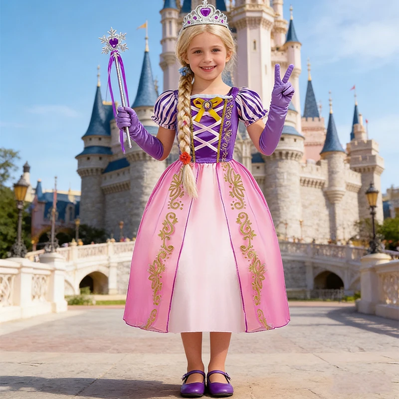 Girls Rapunzel Princess Dress Kids Purple Pink Gown Tangled Halloween Birthday Party Costume Girls Rapunzel Princess Dress Kids Purple Pink Gown Tangled Halloween Birthday Party Costume