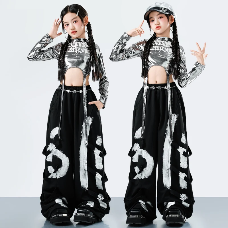 Korean Y2K Kids Streetwear Style Hip Hop Dance Costume for Girl Fashion Jazz Rapper Suit Children Stage Performance Clothing Set Korean Y2K Kids Streetwear Style Hip Hop Dance Costume for Girl Fashion Jazz Rapper Suit Children Stage Performance Clothing Set