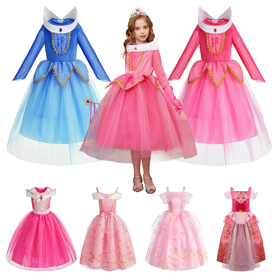 Kids Aurora Clothes Children Summer Multiple Styles Dress Little Girls Princess Carnival Straps Dress Christmas Luxury Vestidos Kids Aurora Clothes Children Summer Multiple Styles Dress Little Girls Princess Carnival Straps Dress Christmas Luxury Vestidos