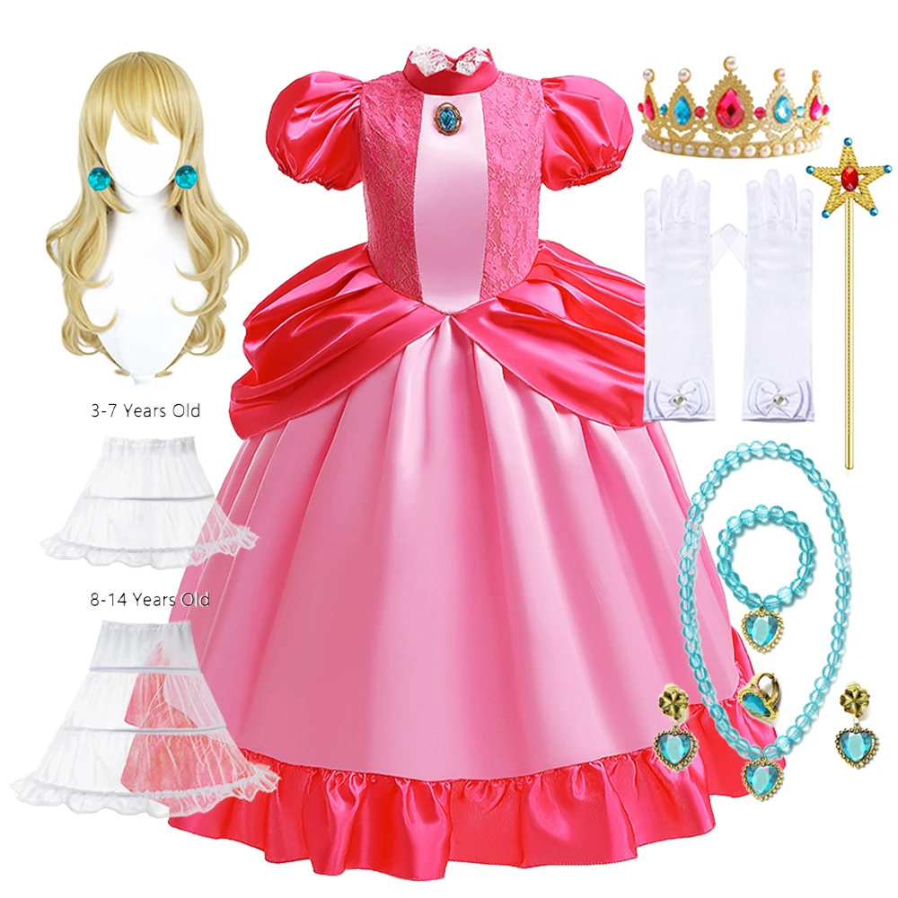 Peach Dress for Girls Halloween Cosplay Costume Children Stage Performance Clothes Kids Birthday Carnival Party Pink Outfits Peach Dress for Girls Halloween Cosplay Costume Children Stage Performance Clothes Kids Birthday Carnival Party Pink Outfits
