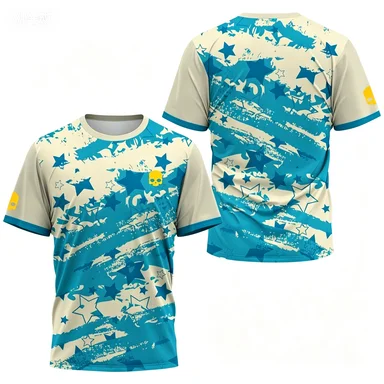 Men's T-shirt Round Neck Short Sleeved Color Printed Tennis Running Casual and Comfortable Outdoor Sportswear Top Men's T-shirt Round Neck Short Sleeved Color Printed Tennis Running Casual and Comfortable Outdoor Sportswear Top