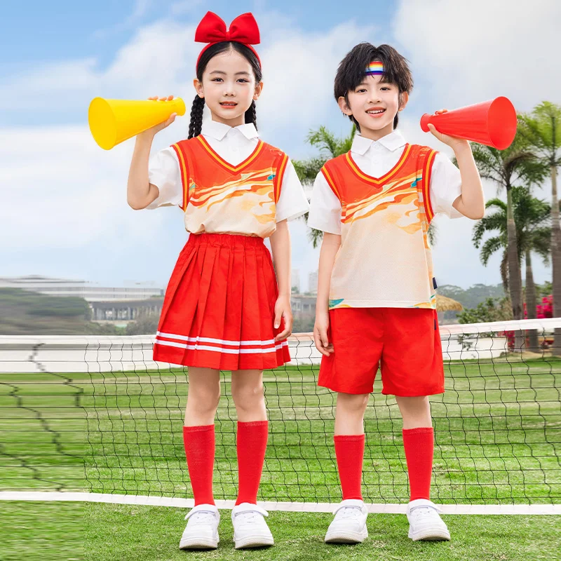 Kids Summer Kindergarten School Uniform For Boy Girl Top and Bottom Clothes Set Child Student Outfit Suit Stage Performance Wear Kids Summer Kindergarten School Uniform For Boy Girl Top and Bottom Clothes Set Child Student Outfit Suit Stage Performance Wear