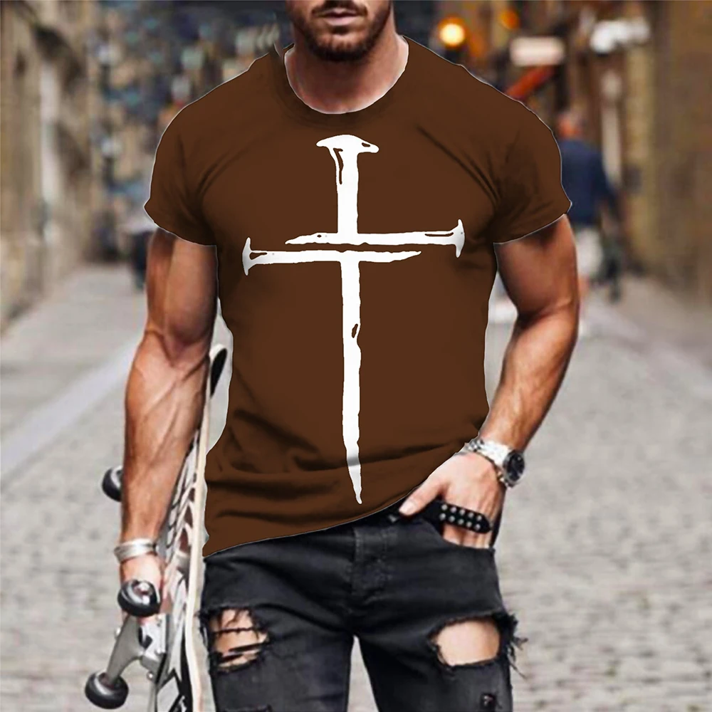Summer Fashion Personalized Cross 3D Art Printed Elegant Simple Fashion T-shirt Summer Fashion Personalized Cross 3D Art Printed Elegant Simple Fashion T-shirt