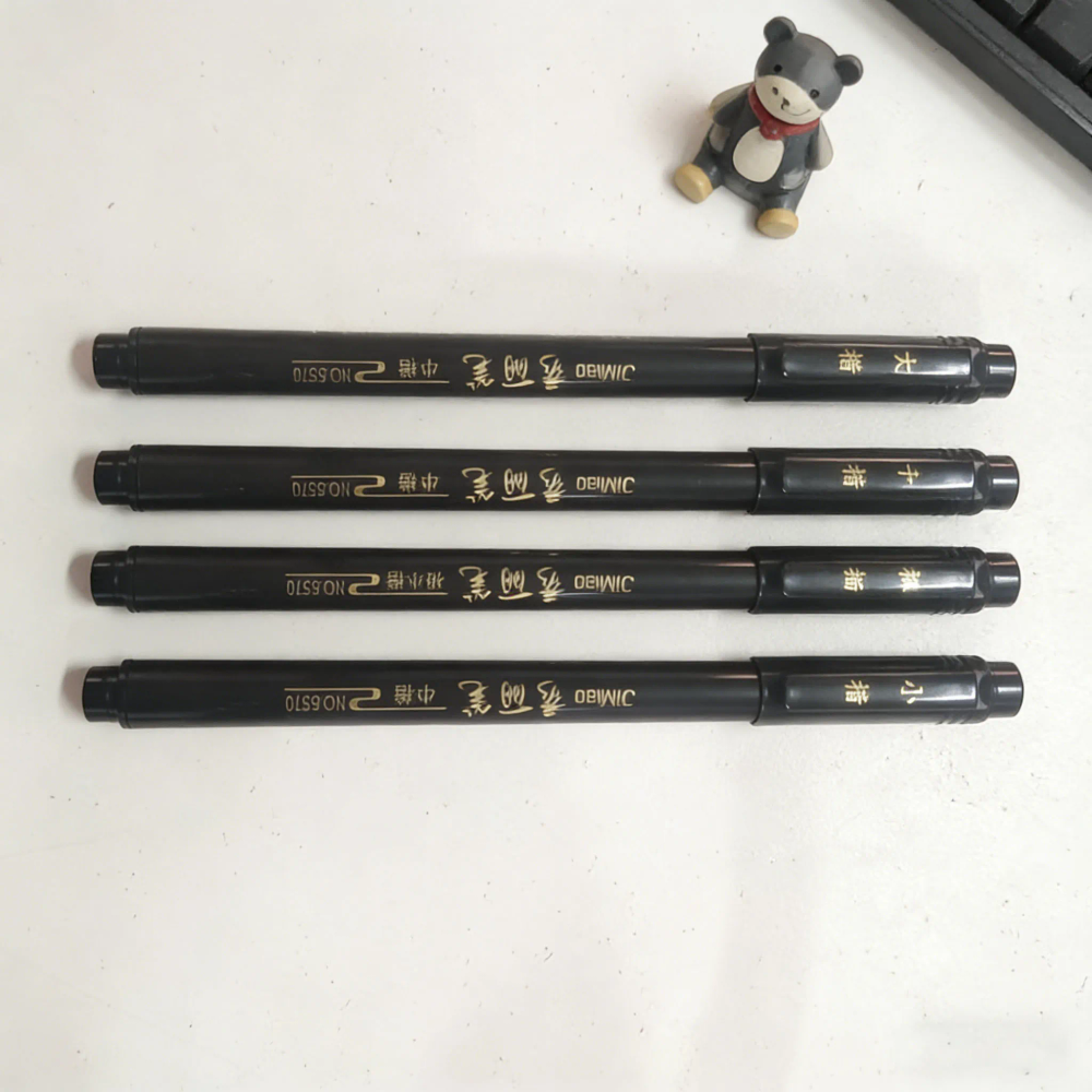Retro Chinese Style Brush Pen Set, Black Barrel, Multiple Nibs for Calligraphy, Handlettering, Journaling, School Retro Chinese Style Brush Pen Set, Black Barrel, Multiple Nibs for Calligraphy, Handlettering, Journaling, School