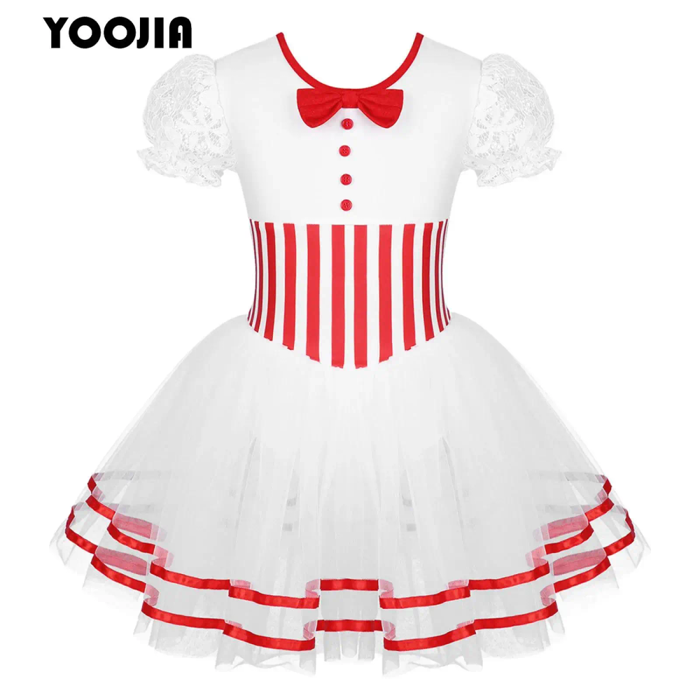 Candy Cane Striped Mesh Tutu Leotard Dress for Kids Girls Bowknot Adorned Christmas Dancewear Mrs Santa Claus Ballet Costume Candy Cane Striped Mesh Tutu Leotard Dress for Kids Girls Bowknot Adorned Christmas Dancewear Mrs Santa Claus Ballet Costume