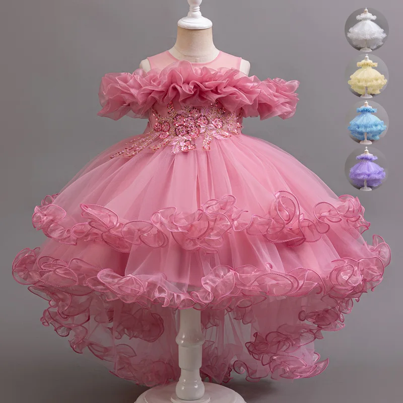 Girl Flower Princess Sequins Baby Wedding Christmas Party Tail Dress Birthday Party Wedding Flower Girl Sweet and Cute Dress Girl Flower Princess Sequins Baby Wedding Christmas Party Tail Dress Birthday Party Wedding Flower Girl Sweet and Cute Dress
