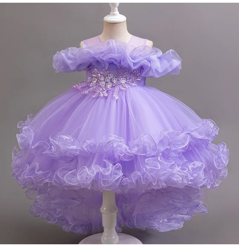 3-10 year old girl children's dragging dress new elegant girl performance puff skirt princess skirt flower children wedding girl 3-10 year old girl children's dragging dress new elegant girl performance puff skirt princess skirt flower children wedding girl