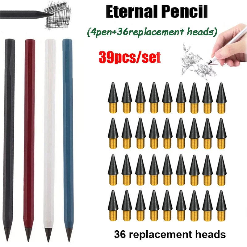 39pcs/set Creative Metal Pencil New Technology Unlimited Writing Eternal Pen Magic Pencils Set-School Sketching Writing Supplies 39pcs/set Creative Metal Pencil New Technology Unlimited Writing Eternal Pen Magic Pencils Set-School Sketching Writing Supplies