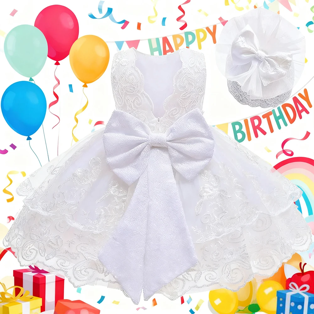 Newborn White Baptismal Costumes Backless Bowknot Princess Dress For 1st Birthday Baby Girl Clothes Toddler Girls Party Dresses Newborn White Baptismal Costumes Backless Bowknot Princess Dress For 1st Birthday Baby Girl Clothes Toddler Girls Party Dresses