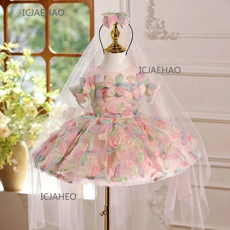 2025 Party Dress Vestido Kids Birthday Princess Dresses CostumePageant Host Piano Performance Outfit Children Clothes Matching 2025 Party Dress Vestido Kids Birthday Princess Dresses CostumePageant Host Piano Performance Outfit Children Clothes Matching