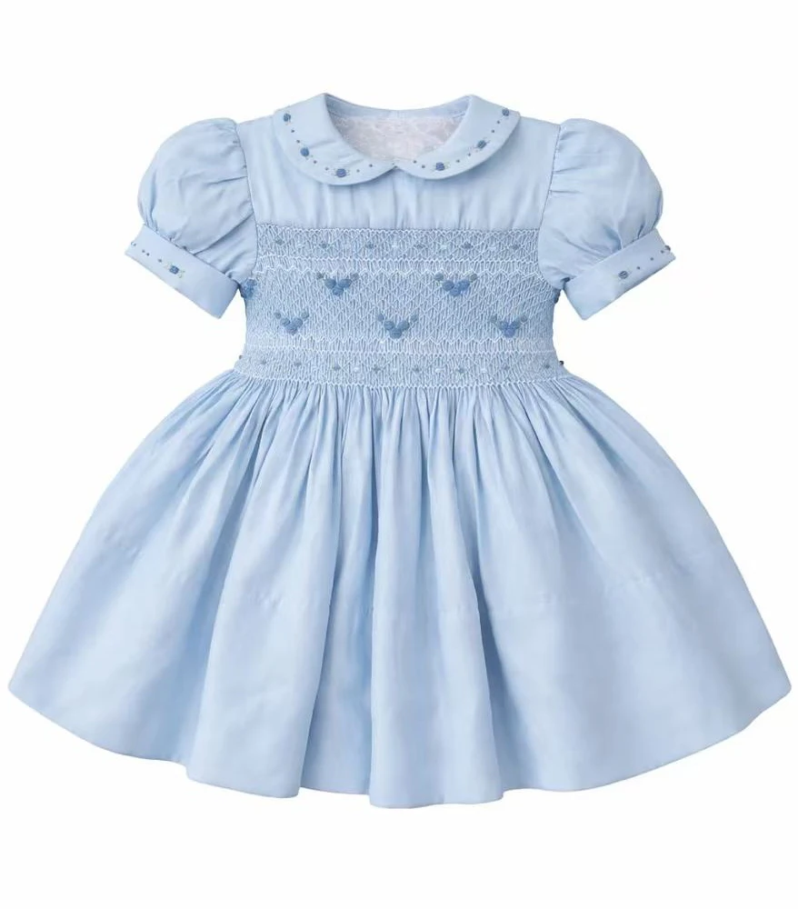 0-6Y Baby Girl Summer Blue Handmade Embroidery Smocked Vintage Princess Dress for Birthday Photography Holiday Eid A329 0-6Y Baby Girl Summer Blue Handmade Embroidery Smocked Vintage Princess Dress for Birthday Photography Holiday Eid A329