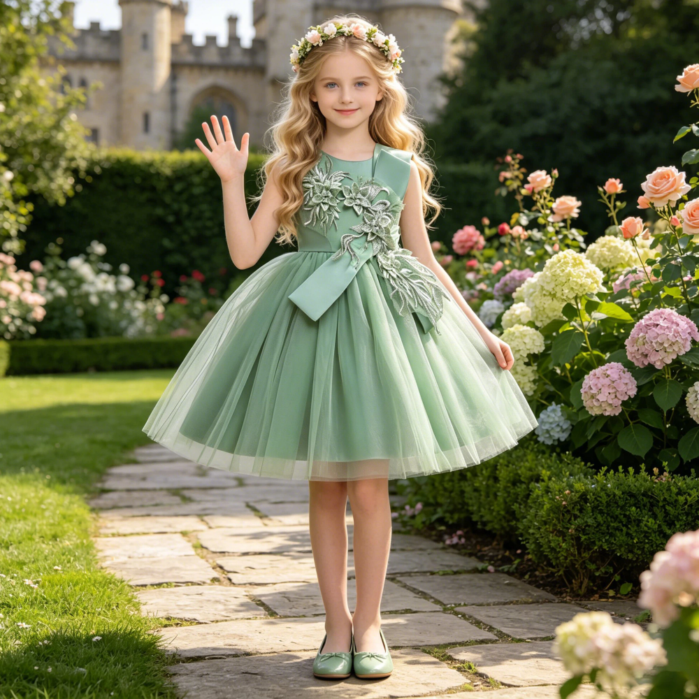 Summer Flower Wedding Party Girl Dress Elegant Tulle Birthday Princess Prom Dress for Girls Gala Bow Bridemaids Evening Costumes Summer Flower Wedding Party Girl Dress Elegant Tulle Birthday Princess Prom Dress for Girls Gala Bow Bridemaids Evening Costumes