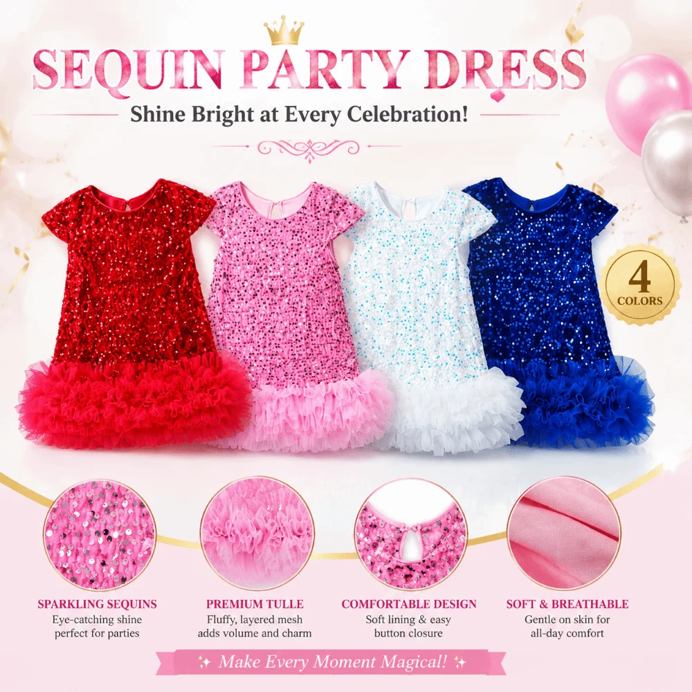 New Short Sleeved Girls Sequined Vest Skirt Fluffy Mesh Sequin Girls Dress Costume Elegant Princess Tutu Dress Halloween New Short Sleeved Girls Sequined Vest Skirt Fluffy Mesh Sequin Girls Dress Costume Elegant Princess Tutu Dress Halloween