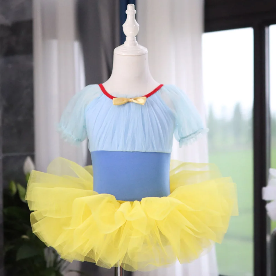 Girls Dance Costume Children Practice Clothes Summer Ballet Gymnastics Clothes Kids Snow White Dress Cotton Tutu Dress