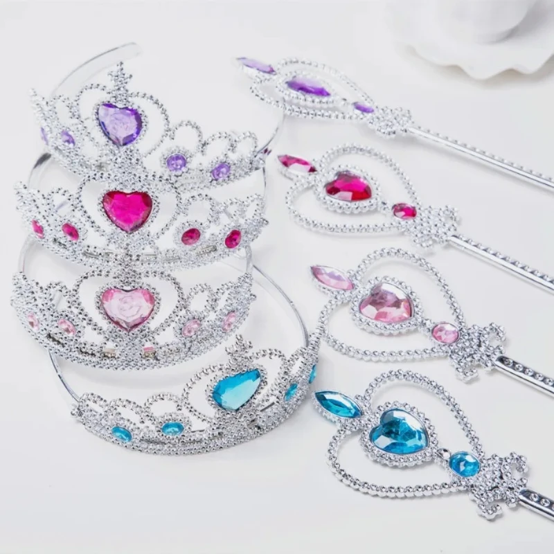 Girls Sparkling Rhinestone Princess Crown & Magic Wand Set Decorative Headbands Kids Hair Accessories for Cosplay Party Gifts Girls Sparkling Rhinestone Princess Crown & Magic Wand Set Decorative Headbands Kids Hair Accessories for Cosplay Party Gifts