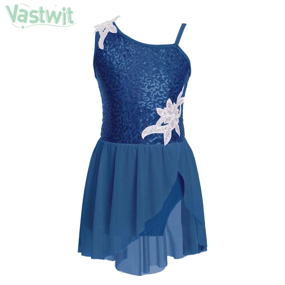 Kids Girls Figure Skating Ballet Dance Leotard Dress Gymnastics Acrobatics Performance Dancewear Sleeveless Sequins Floral Tutu Kids Girls Figure Skating Ballet Dance Leotard Dress Gymnastics Acrobatics Performance Dancewear Sleeveless Sequins Floral Tutu