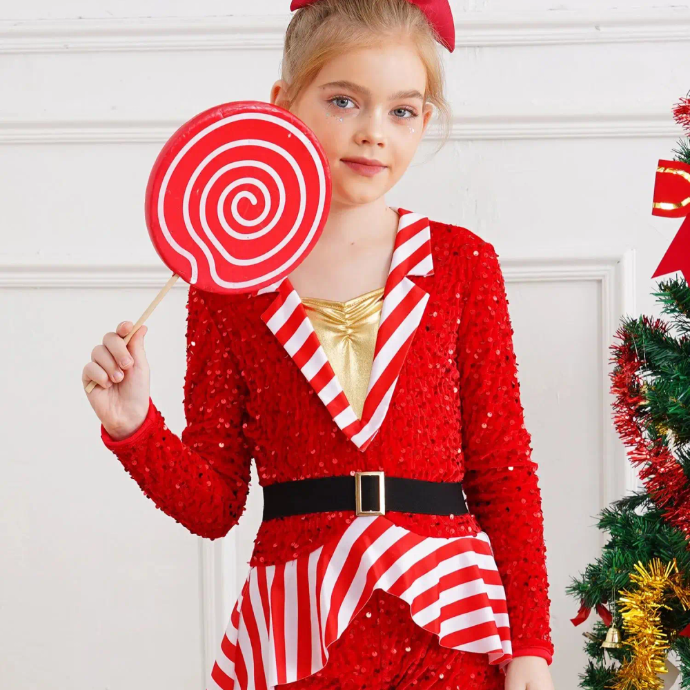 Girls Christmas Stripes Shorty Unitard Outfit Ballet Dance Bodysuit Children Candy Cane Costumes 2025 New Year Xmas Party Gift Girls Christmas Stripes Shorty Unitard Outfit Ballet Dance Bodysuit Children Candy Cane Costumes 2025 New Year Xmas Party Gift