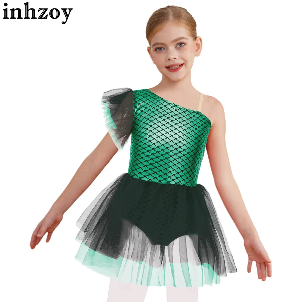 Kids Girls Halloween Mermaid Costume Sleeveless Fish Scales Print Tutu Dress Ballet Dance Skating Gymnastics Leotard Dancewear Kids Girls Halloween Mermaid Costume Sleeveless Fish Scales Print Tutu Dress Ballet Dance Skating Gymnastics Leotard Dancewear