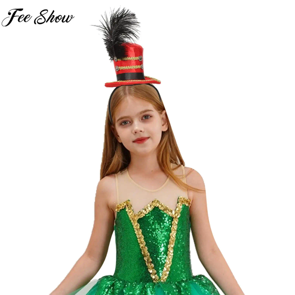 Children Adult Circus Mini Top Hat Feather Headband Halloween Carnival Theme Party Ringmaster Soldier Cosplay Costume Accessory Children Adult Circus Mini Top Hat Feather Headband Halloween Carnival Theme Party Ringmaster Soldier Cosplay Costume Accessory