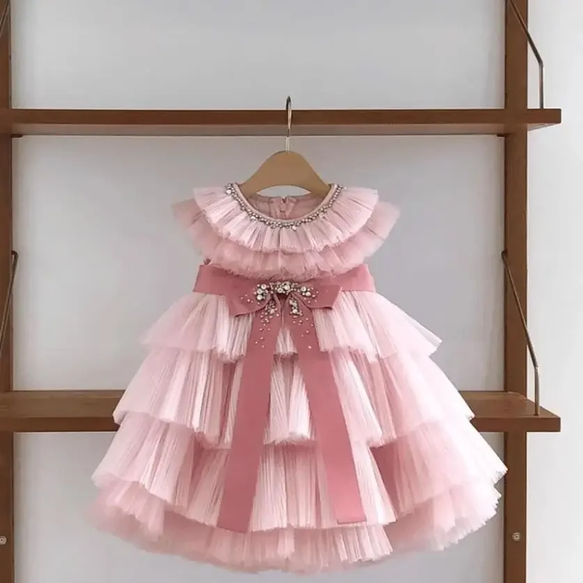 New Children's Evening Gown Bow Mesh Beading Design Kids Catwalk Wedding Birthday Baptism Eid Party Girls Dresses A3595 New Children's Evening Gown Bow Mesh Beading Design Kids Catwalk Wedding Birthday Baptism Eid Party Girls Dresses A3595