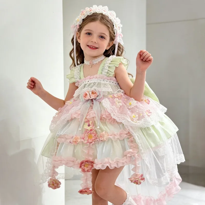 Flower Fairy Tutu Dress Girls Lolita Princess Wedding Dress Kids Boutique Sweet Quality Party Fashion Costume Children Gift Flower Fairy Tutu Dress Girls Lolita Princess Wedding Dress Kids Boutique Sweet Quality Party Fashion Costume Children Gift
