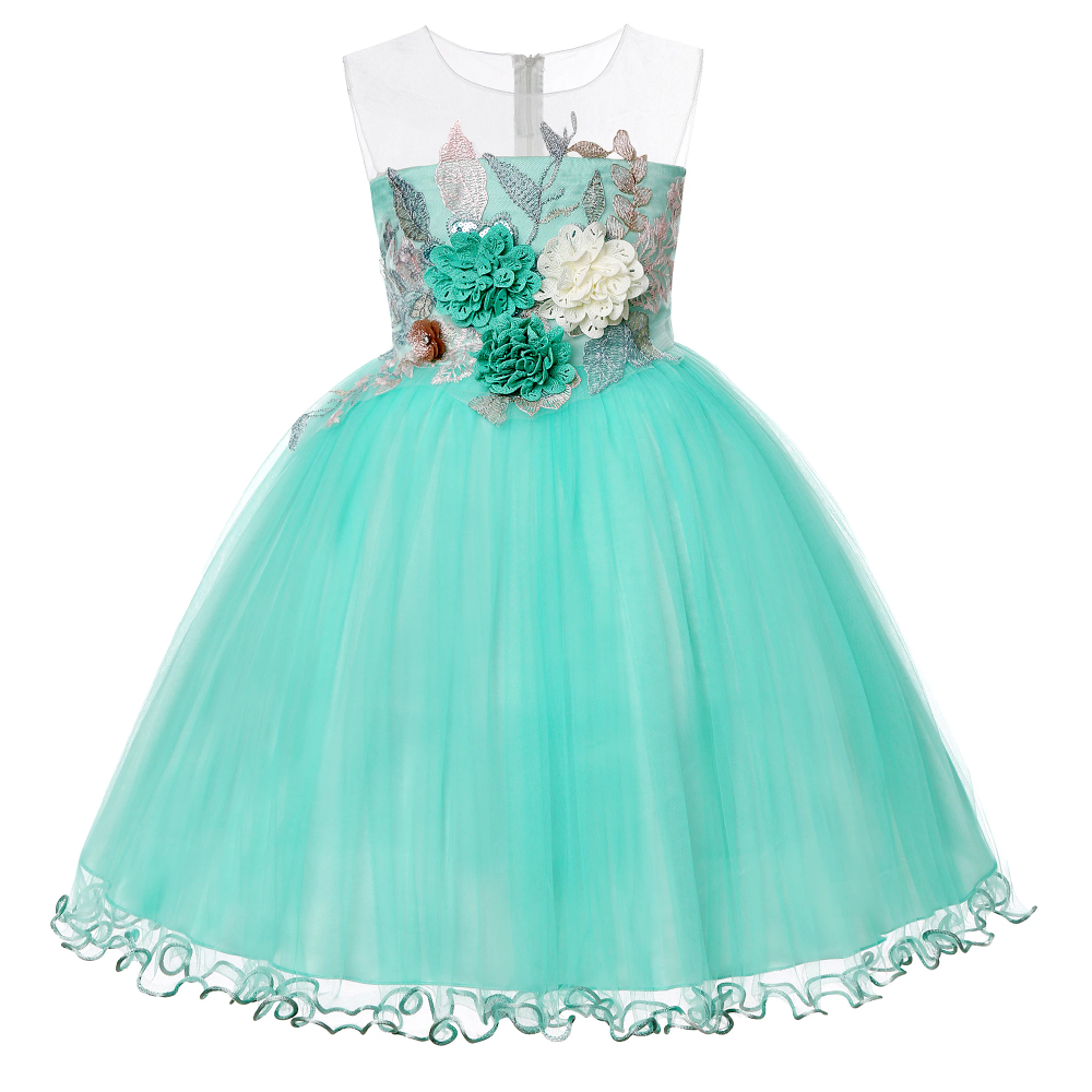 Girls' net-silk embroidered flower wedding birthday party lace princess dress, carnival Christmas dance performance outfit Girls' net-silk embroidered flower wedding birthday party lace princess dress, carnival Christmas dance performance outfit