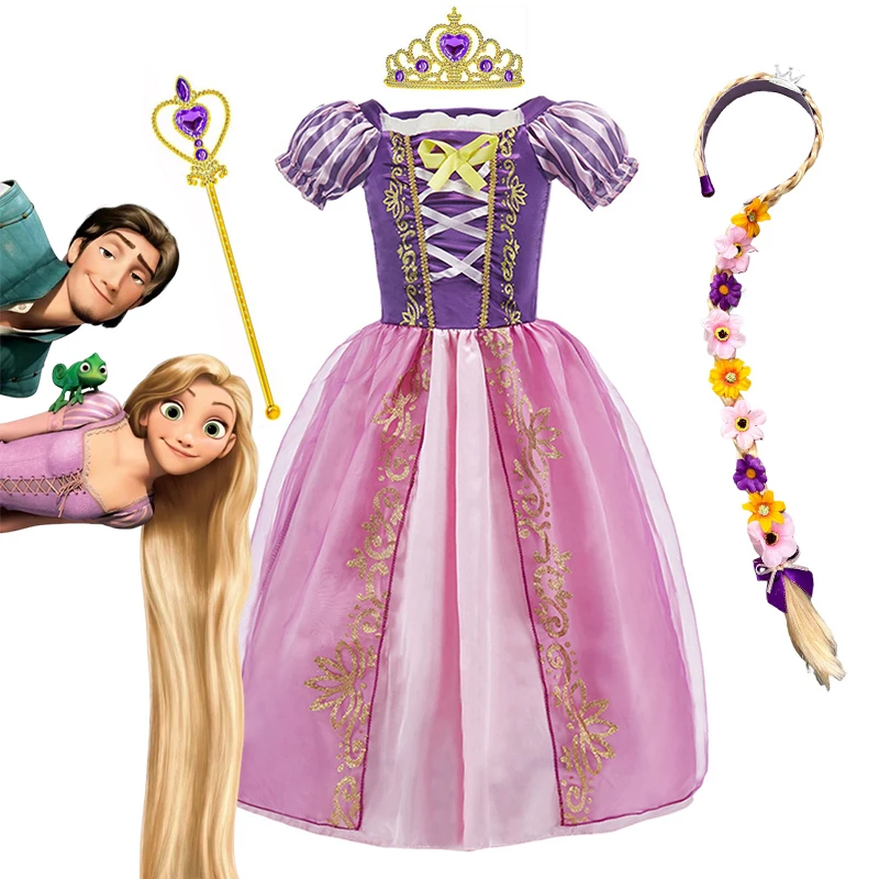 Disney Princess Rapunzel Costume Girls Children Dress Up Tangled Birthday Carnival Halloween Party Fancy Dress Tangled Clothes Disney Princess Rapunzel Costume Girls Children Dress Up Tangled Birthday Carnival Halloween Party Fancy Dress Tangled Clothes