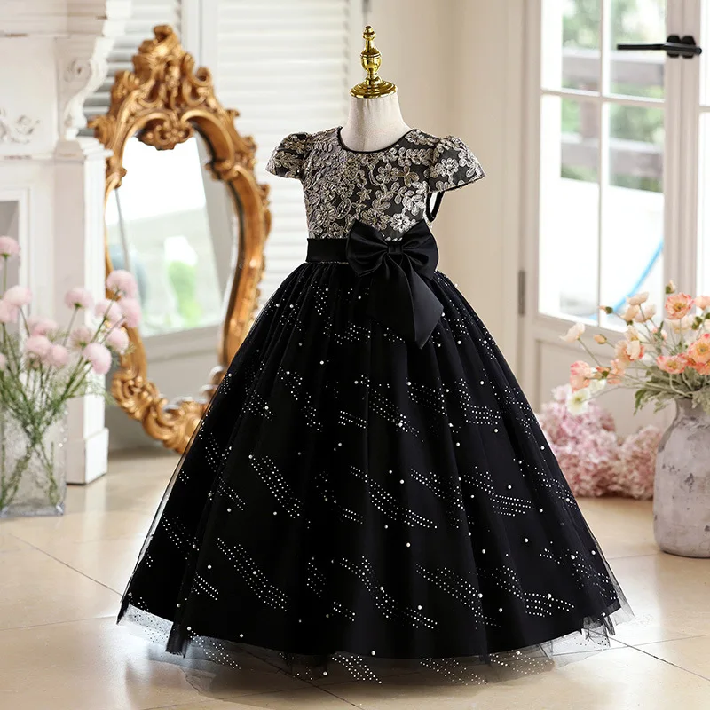 2026 Girls' Dress Vintage Tulle Skirt Fashion High-end Evening Gown for Ages 8 And above Polyester Fabric Elegant Princess Style 2026 Girls' Dress Vintage Tulle Skirt Fashion High-end Evening Gown for Ages 8 And above Polyester Fabric Elegant Princess Style
